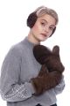 Set of mink fur earmuffs and mittens in natural brown