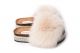 Slippers with fox fur in light beige