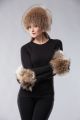 Knitted raccoon fur hat 