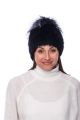 Knitted hat with mink/fox in black/blue frost (bigger size)