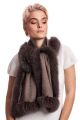 Cashmere scarf with brown fox fur 
