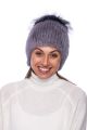 Knitted hat with mink/fox  grey (bigger size)