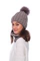 Set of wool snood and hat with pompom (brown)