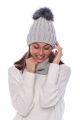 Set of wool snood and hat with pompom (dark grey)