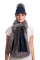 Cashmere scarf with blue silver fox fur 
