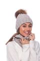 Set of wool snood and hat with pompom (beige)
