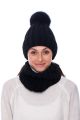 Set of wool snood and  hat with pompom (black)