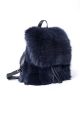 Backpack from fox fur in dark blue