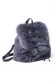 Backpack from fox fur in dark grey