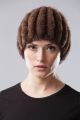 Knitted hat with mink Brown