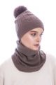 Cashmere hat brown with pompom brown (smaller size)