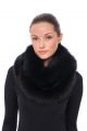 Wool double round shawl / scarf with black fox fur