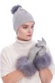 Wool gloves with blue silver fox fur