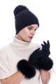 Wool gloves with black fox fur