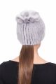 Knitted hat “Mimosa” with mink (Sapphire/blue silver).