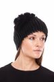 Knitted hat “Mimosa” with mink/fox (black/black).