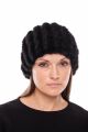 Knitted hat/scarf with mink Black