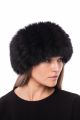 Knitted headband fox fur in black