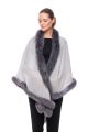 Cashmere shawl grey with blue silver fox fur