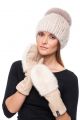 Wool mittens with mink fur in Pearl