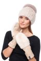 Set of wool gloves and hat with mink natural fur (beige) 