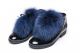 Shoe accessory fox fur in blue