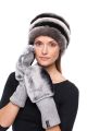 Set of wool gloves and hat with natural rex fur (grey)