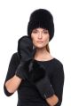 Wool mittens with mink fur in black