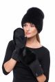 Knitted hat with mink/fox (black/black)