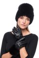 Leather gloves with mink black