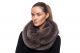 Wool double round shawl / scarf  with brown fox fur 