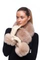 Leather gloves with fox fur beige
