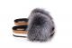 Slippers with fox fur in blue silver