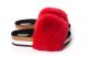 Slippers with fox fur in red