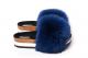 Slippers with fox fur in blue 