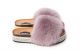 Slippers with fox fur in dusty rose