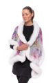 Silk scarf with white fox fur 