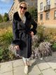 Wool and cashmere coat with fox fur collar and cuff in black